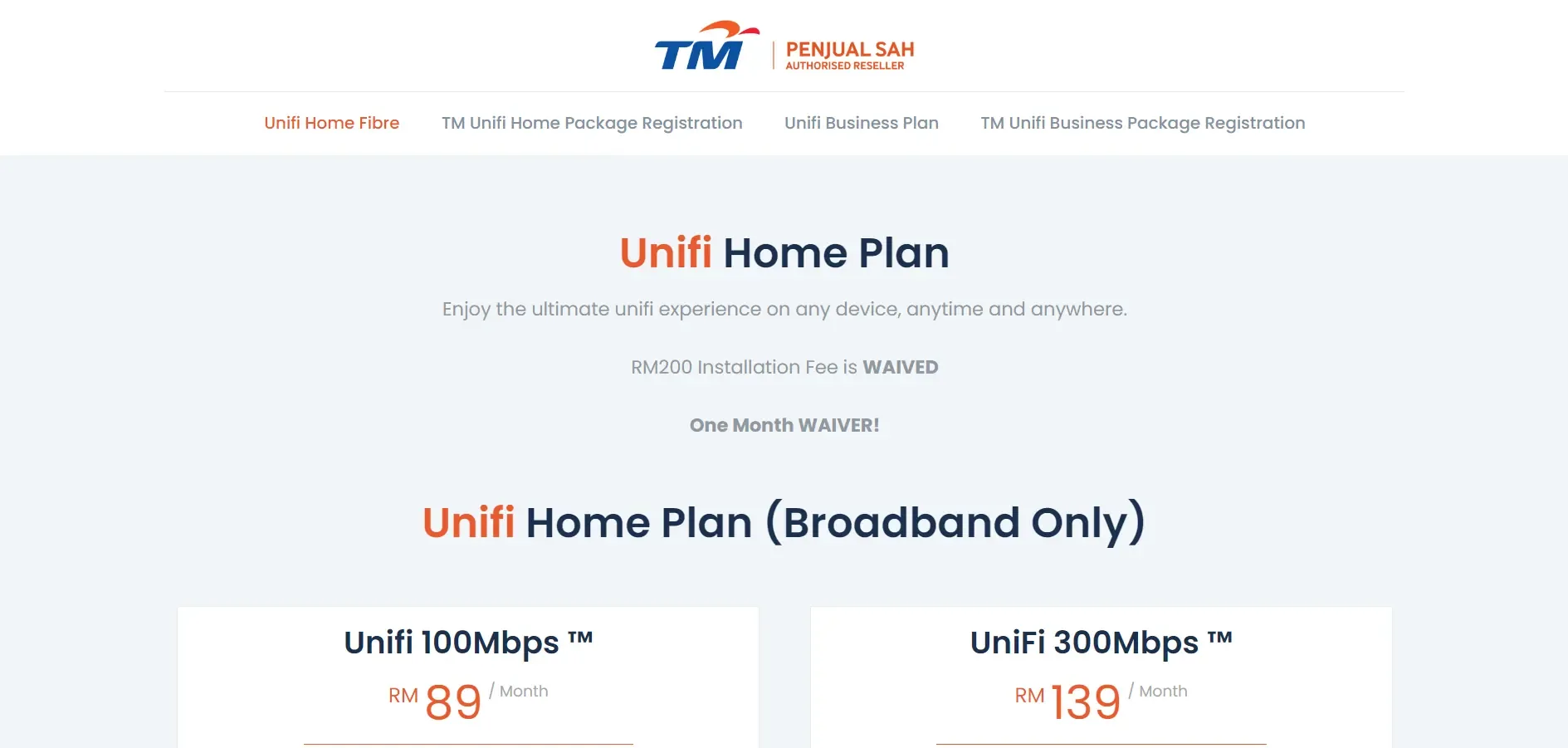 Unifi Fibre Landing Page by GC Tech