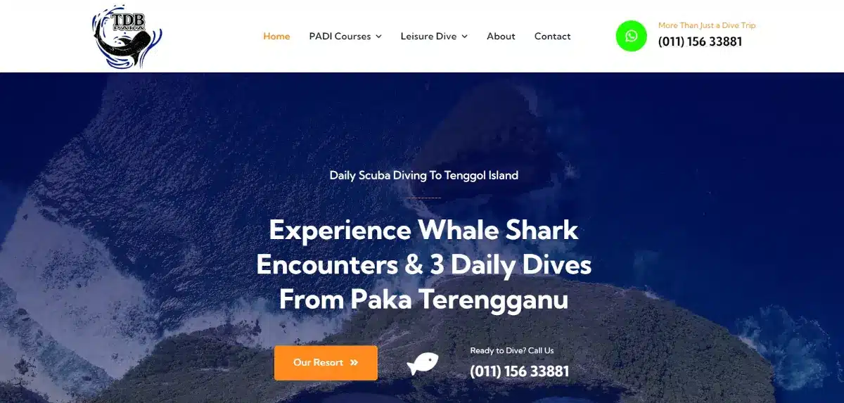 Website Design for TDB Paka - Dive Center Terengganu