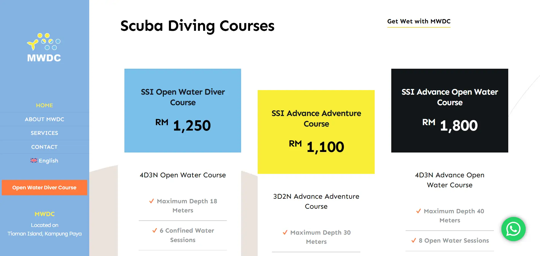 Mermaid Wonderland Dive Center Website Design