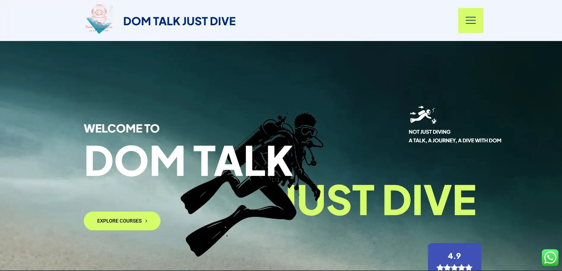 Dom Talk Just Dive Website Design