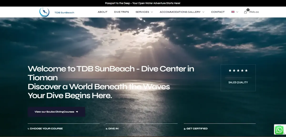 TDB SunBeach Dive Center | E-Commerce Website by GC Tech