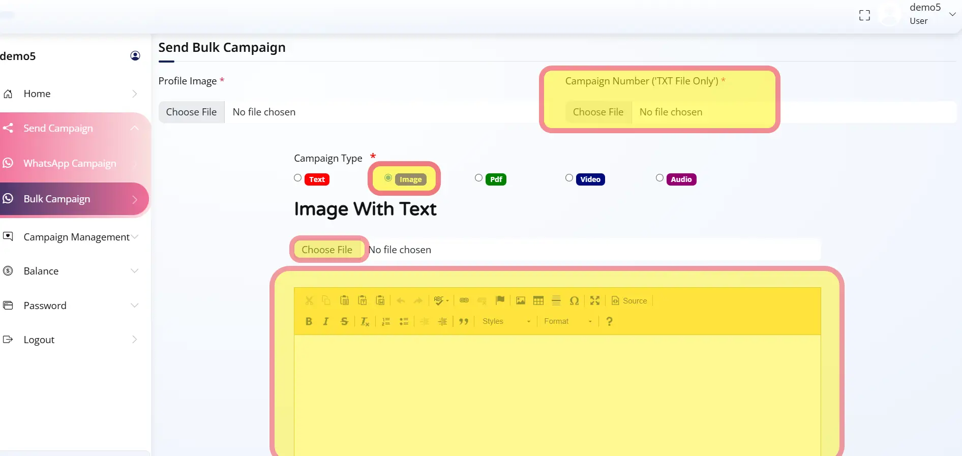 WhatsApp Bulk Campaign Setup