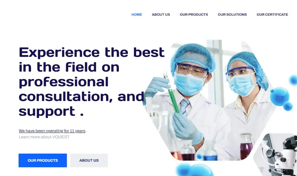 Website Design for VQuest Sdn Bhd Scientific & Medical Industry