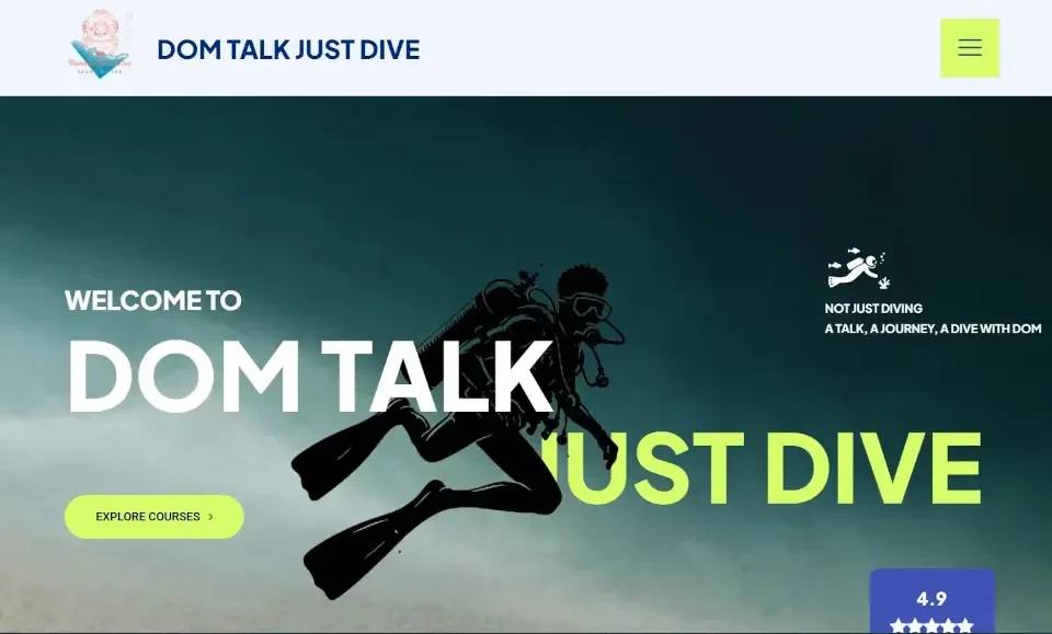 Dom talk just dive website design