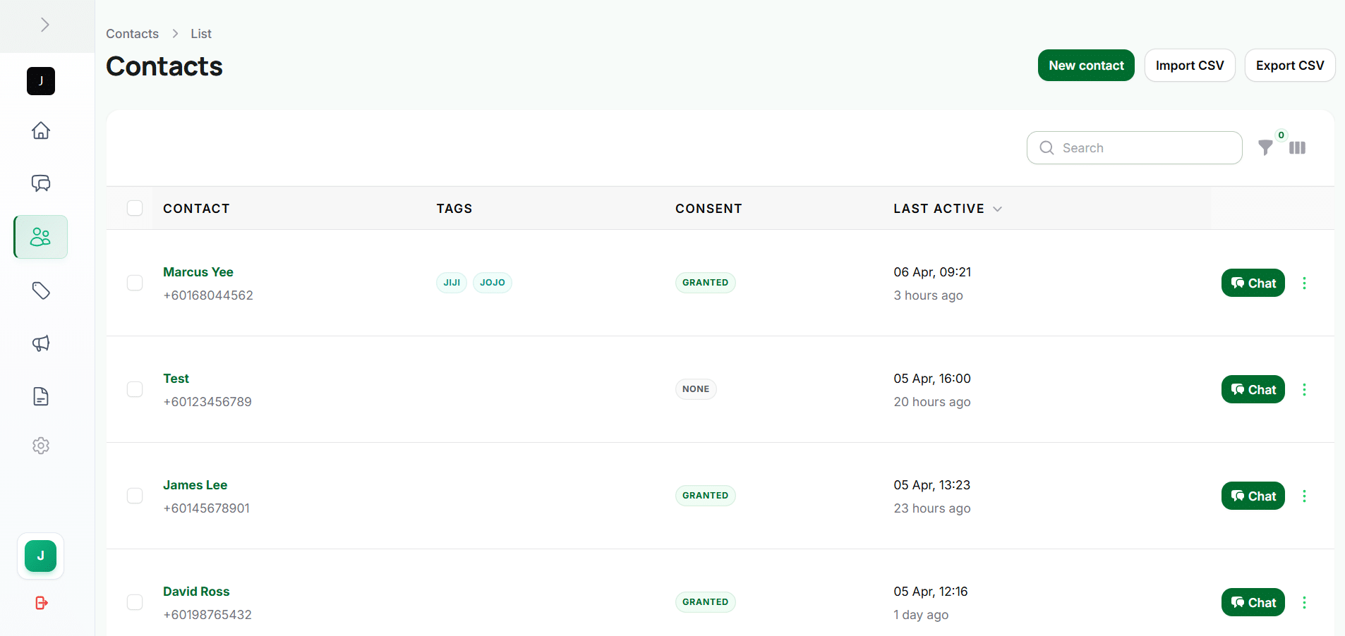 WhatsApp Contacts & Subscriber Management